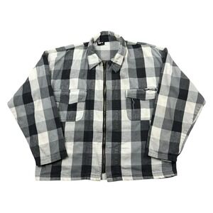 VTG No Fear Flannel Shirt Men Large Black White Zip Made In USA Skater Y2K 90s